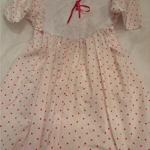 White Dress with Red Heart Pattern